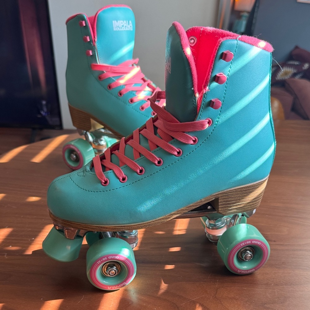 Impala Teal and Pink Roller Skates